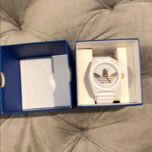 White and rose gold adidas watch